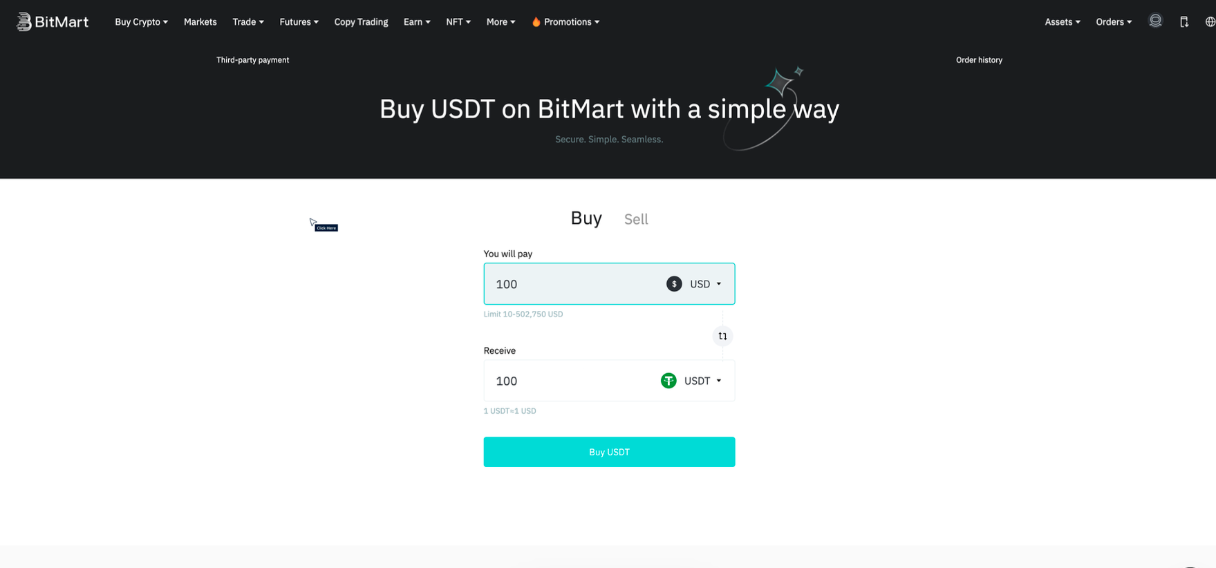 Buying L1X on Bitmart Exchange (Desktop)