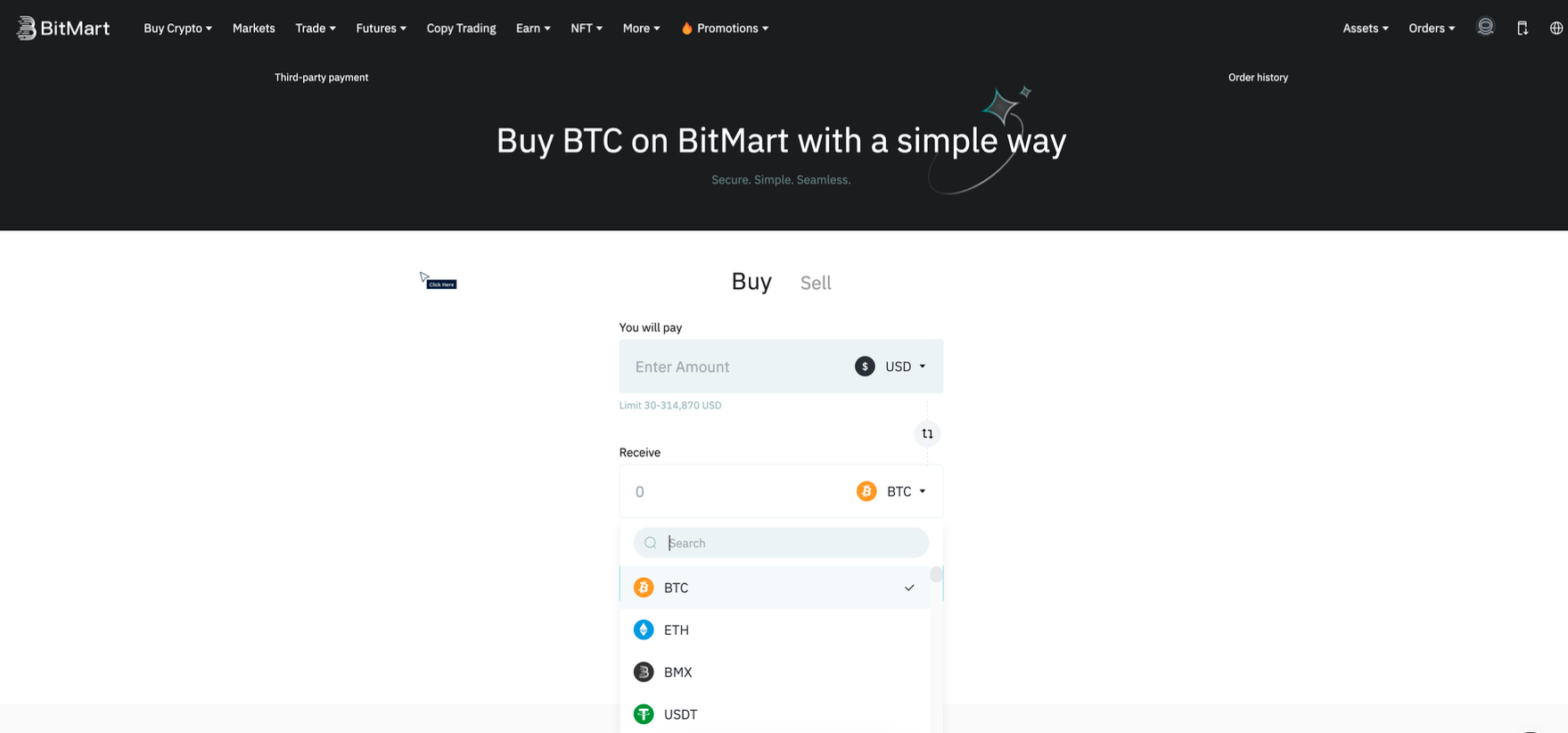 Buying L1X on Bitmart Exchange (Desktop)