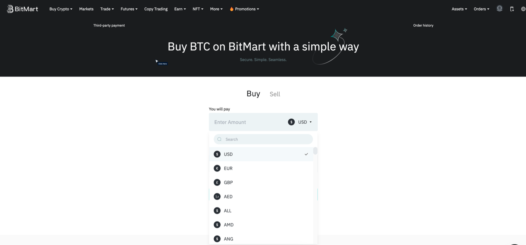 Buying L1X on Bitmart Exchange (Desktop)